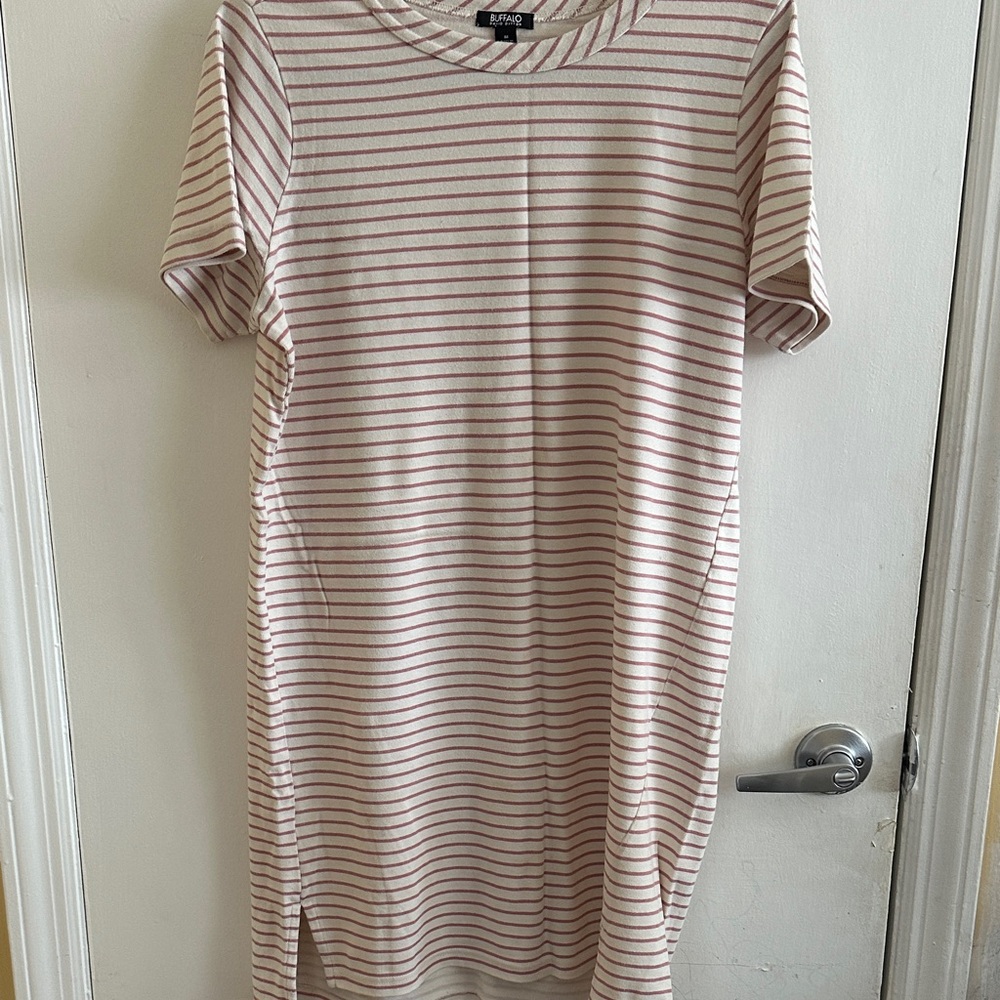 Buffalo David Bitton Striped Midi Dress in Cream and Pink